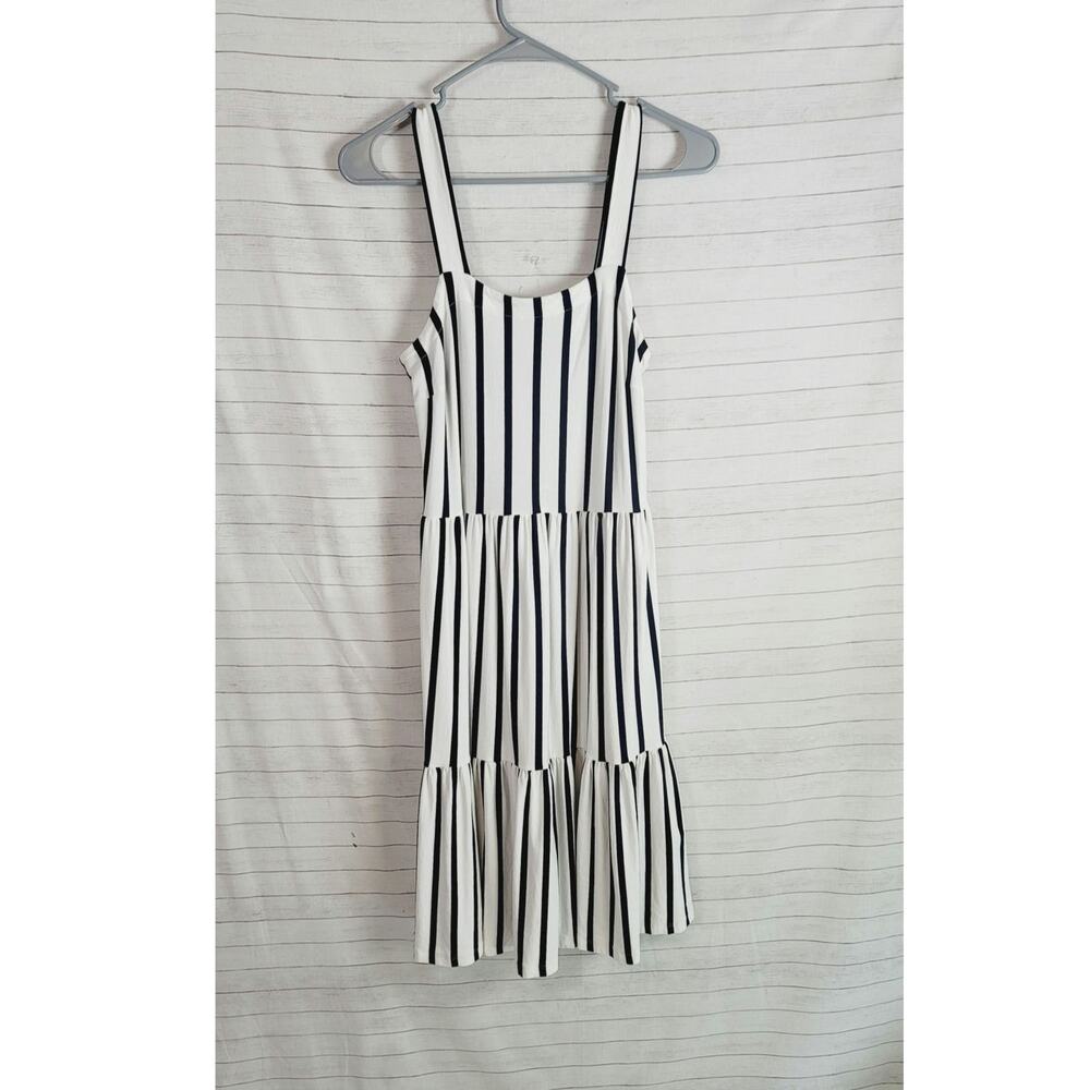 LOFT Striped Tiered Square Neck Dress, SZ 2